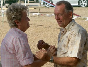 Liz and Tommy discussing Dogs in Barbados