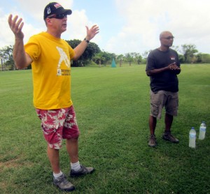 Jim Crisp judging BH dog trials in Barbados