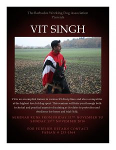Vit Singh to hold dog training seminar in Barbados